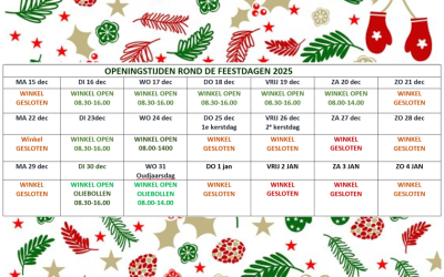 Klik hier voor de openingstijden rond de feestdagen